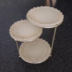 Elegant Vintage Three-Tiered Tidbit  Plate Stand